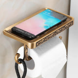 Aluminum Wall Mounted Bathroom Toilet Paper Holder Rack Phone Towel Tissue Roll - Close-Up Angle