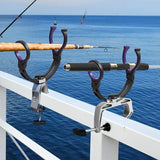 Adjustable Boat Fishing Rod Holder Clamp-on Pole Bracket Pod Rest Fishing Stand - Top-Down View