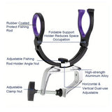 Adjustable Boat Fishing Rod Holder Clamp-on Pole Bracket Pod Rest Fishing Stand - Rear View