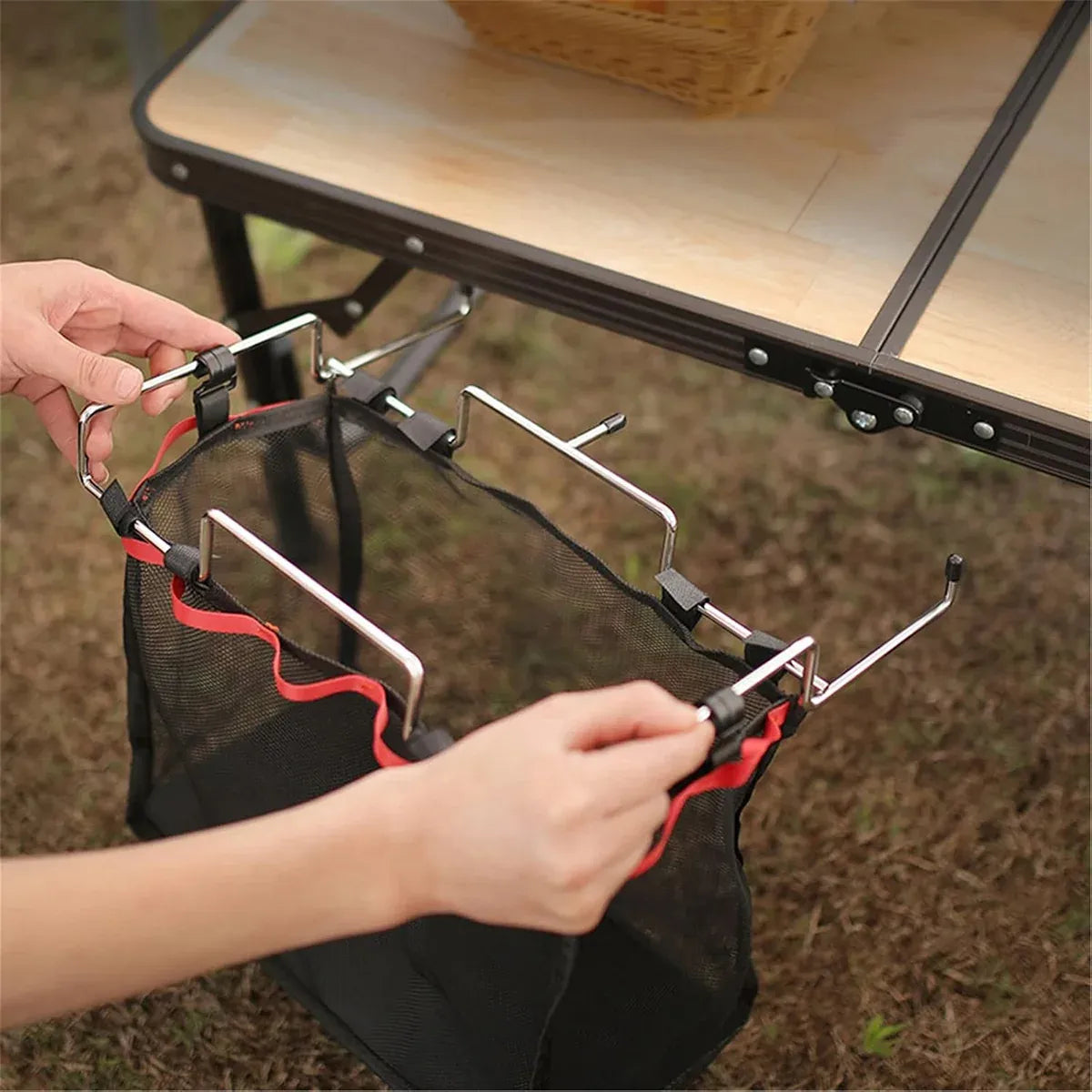 Foldable Stainless Steel Camping Trash Rack Portable