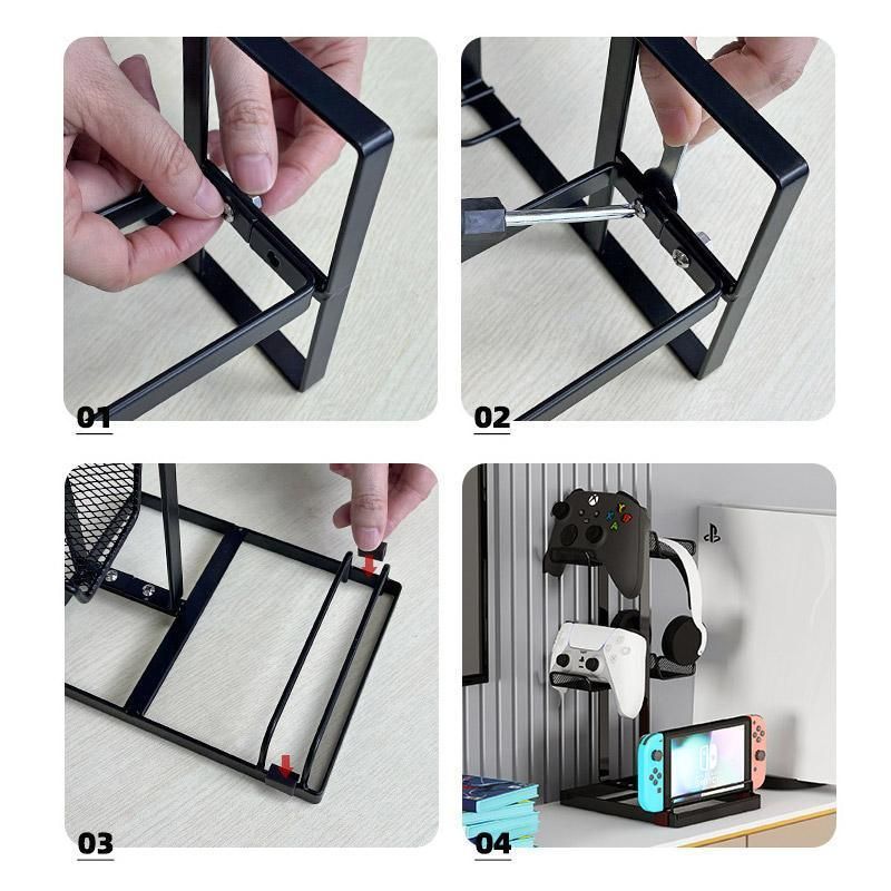 Headphones and Game Controller Holder Stand Desk Bracket for Accessories Display - White
