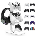 3 Tier Gamepad and Headset Display Stand for Gaming Accessories Organization - White