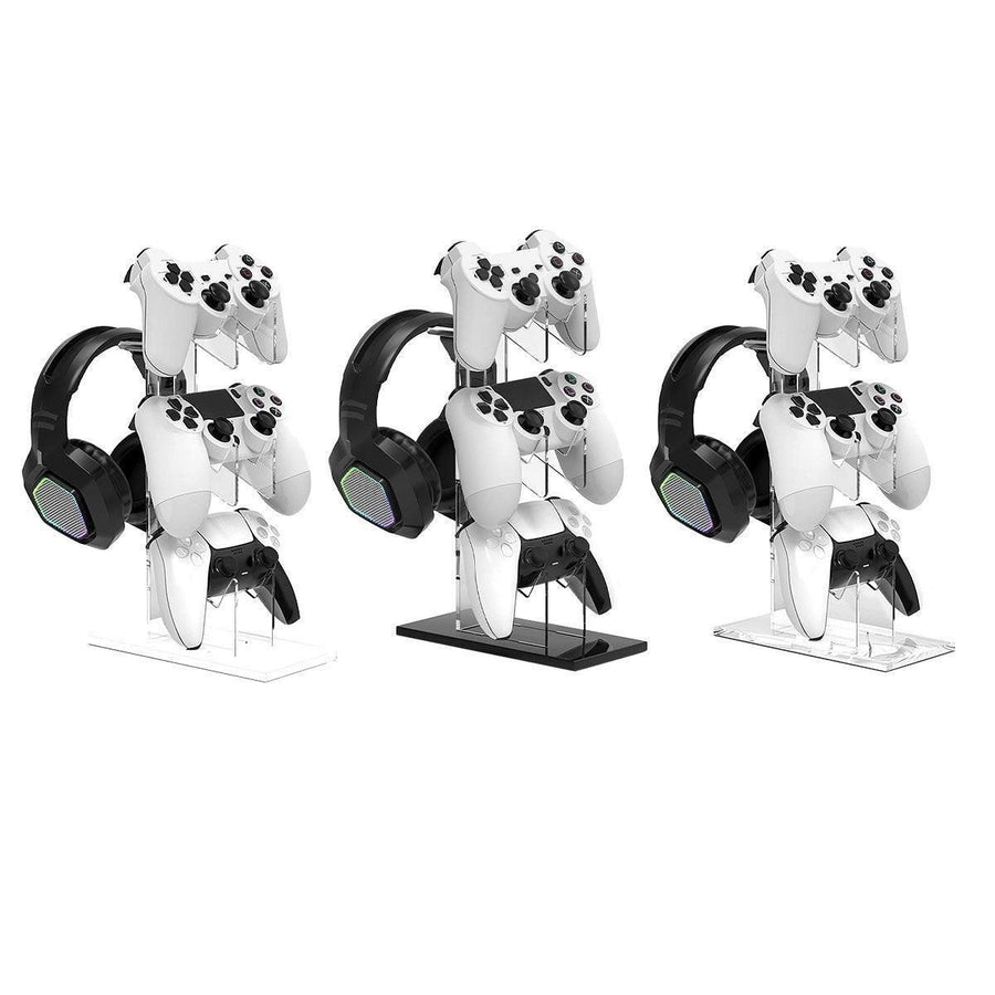 3 Tier Gamepad and Headset Display Stand for Gaming Accessories Organization - White