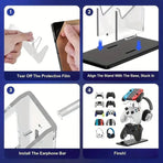 3 Tier Gamepad and Headset Display Stand for Gaming Accessories Organization - White