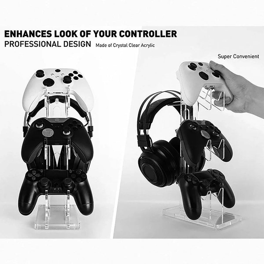3 Tier Gamepad and Headset Display Stand for Gaming Accessories Organization - White