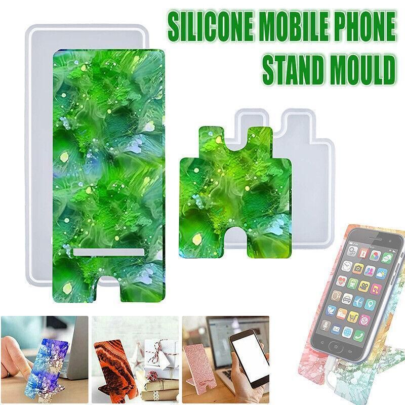 2Pcs Silicone Mobile Phone Stand Mould Holder Casting Mold Resin Epoxy Craft Au