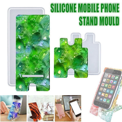 2Pcs Silicone Mobile Phone Stand Mould Holder Casting Mold Resin Epoxy Craft Au