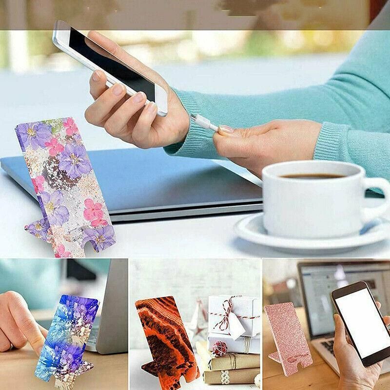 2Pcs Silicone Mobile Phone Stand Mould Holder Casting Mold Resin Epoxy Craft Au
