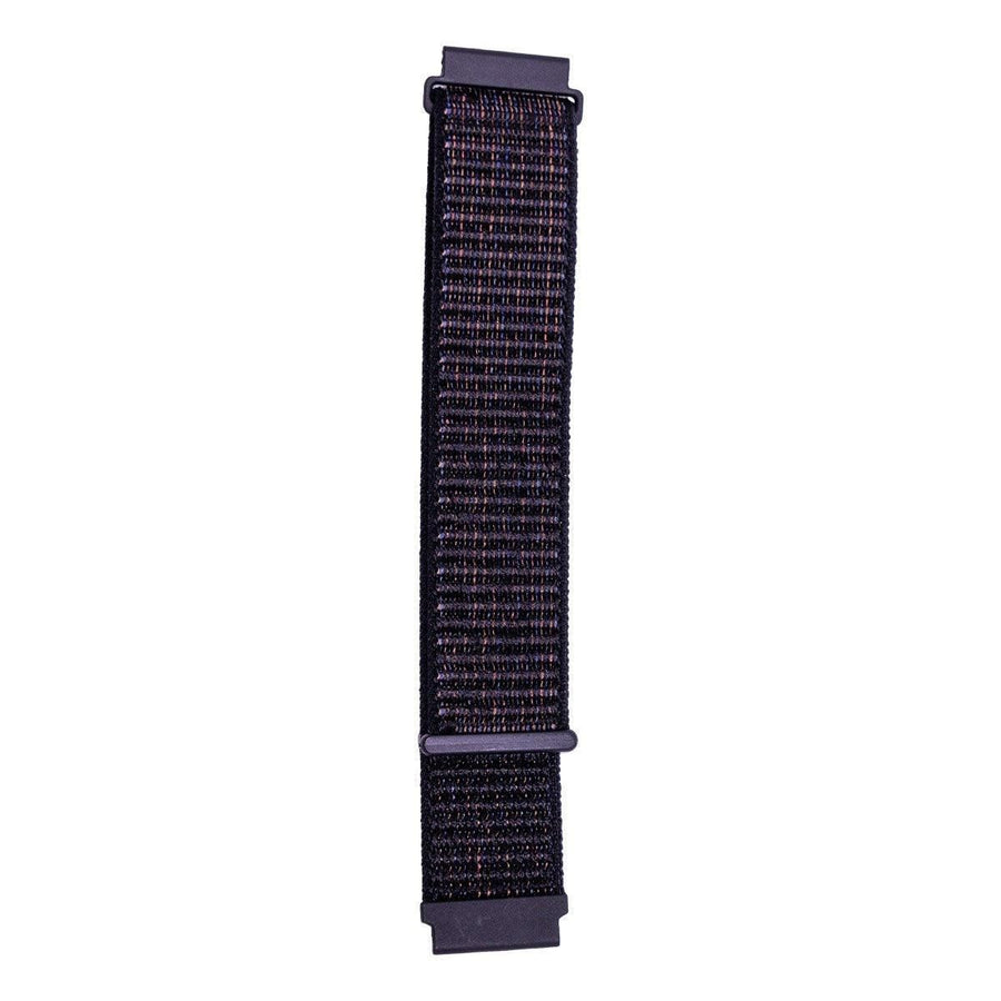 20mm Nylon Braided Sport Loop Velcro Watch Band Strap Compatible Replacement - Black