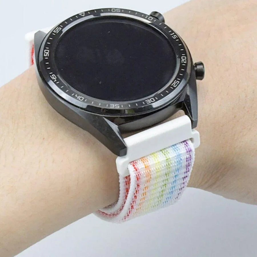 20mm Nylon Braided Sport Loop Velcro Watch Band Strap Compatible Replacement - Black