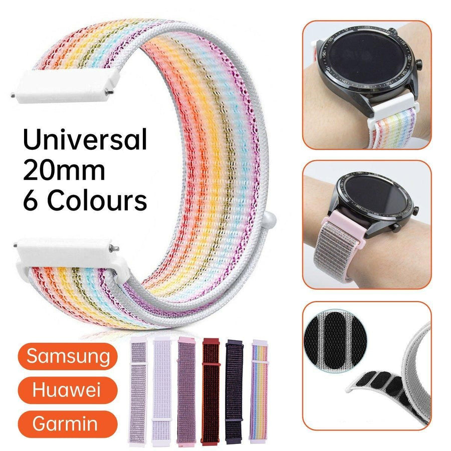 20mm Nylon Braided Sport Loop Velcro Watch Band Strap Compatible Replacement - Seashells