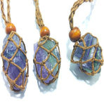 L Size Empty Stone Holder Necklace Crystal Quartz Gemstone Cage Rope Cord Pendant DIY - Brown