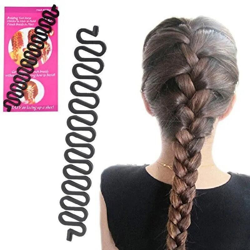 Fish Bone Hair Braiding French Braid Tool Roller Magic Twist Styling Bun Maker - Black