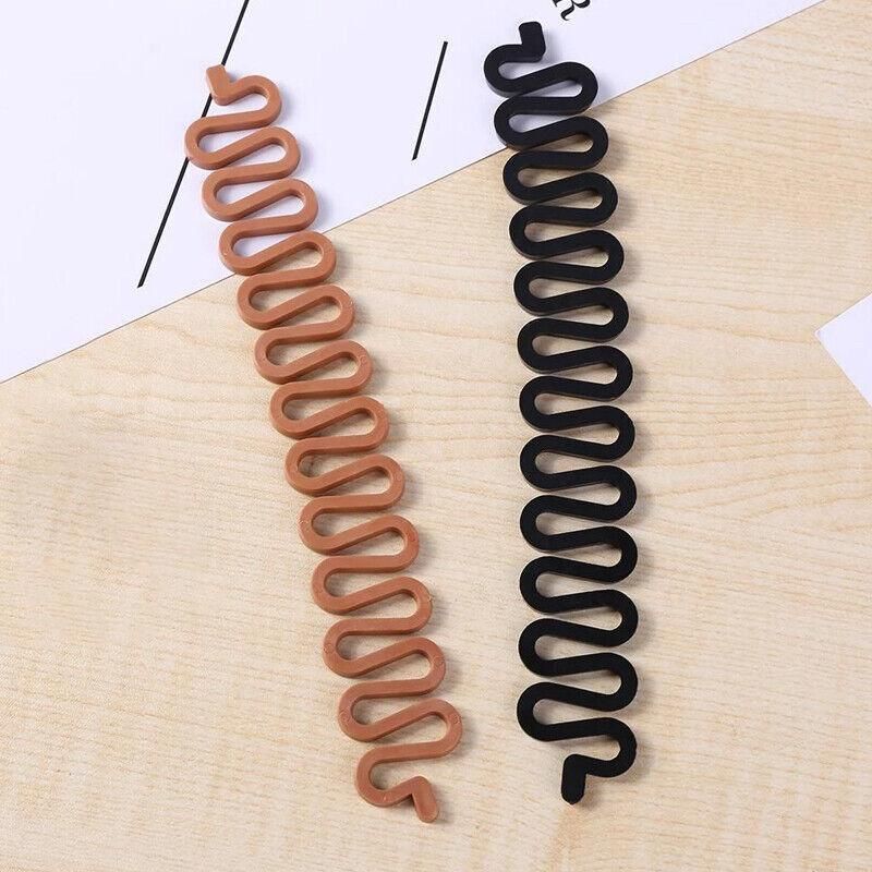 Fish Bone Hair Braiding French Braid Tool Roller Magic Twist Styling Bun Maker - Brown