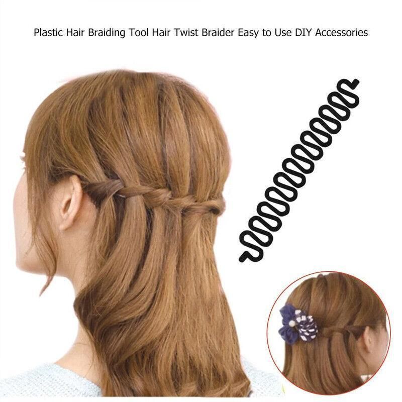 Fish Bone Hair Braiding French Braid Tool Roller Magic Twist Styling Bun Maker - Brown