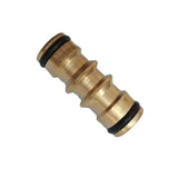 Brass Garden Hose Connector Fitting Double End Quick Joiner for 12mm Pipe Repair - Front View