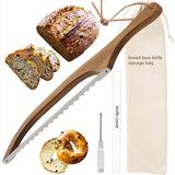 Wooden Bread Cutter Saw for Perfect Slice Cutting Tool Bread Slicer Kitchen - Top-Down View