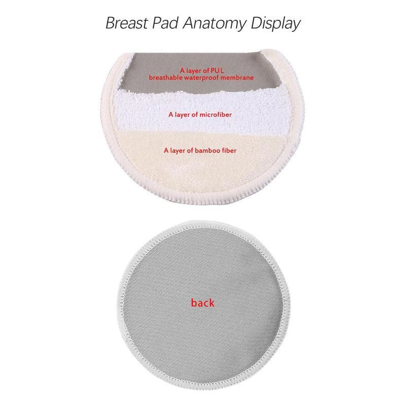 Bamboo Reusable Breast Pads Nursing Breastfeeding Plain Washable Pack of 8/16PCS - 8PCS