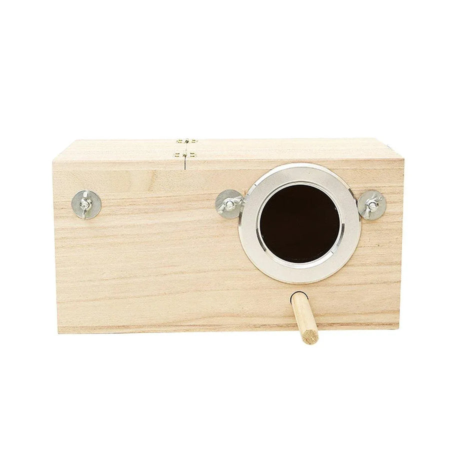 1-Piece Bird Breeding Nest Box with Perch and Mounting Fittings