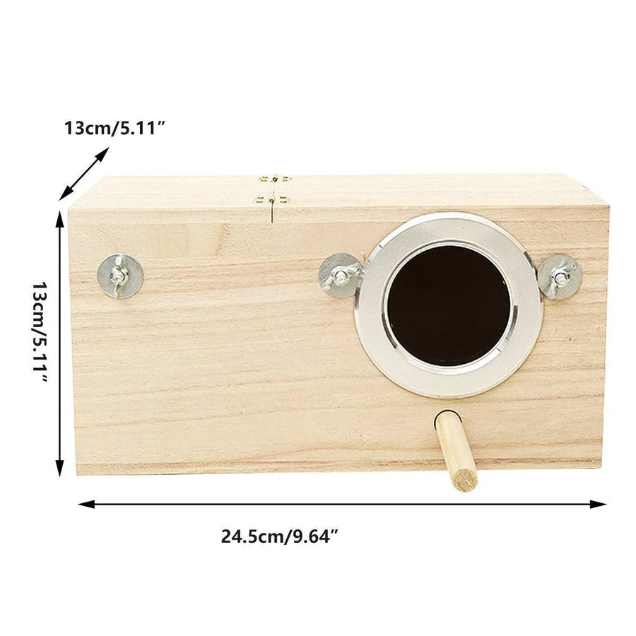 1-Piece Bird Breeding Nest Box with Perch and Mounting Fittings