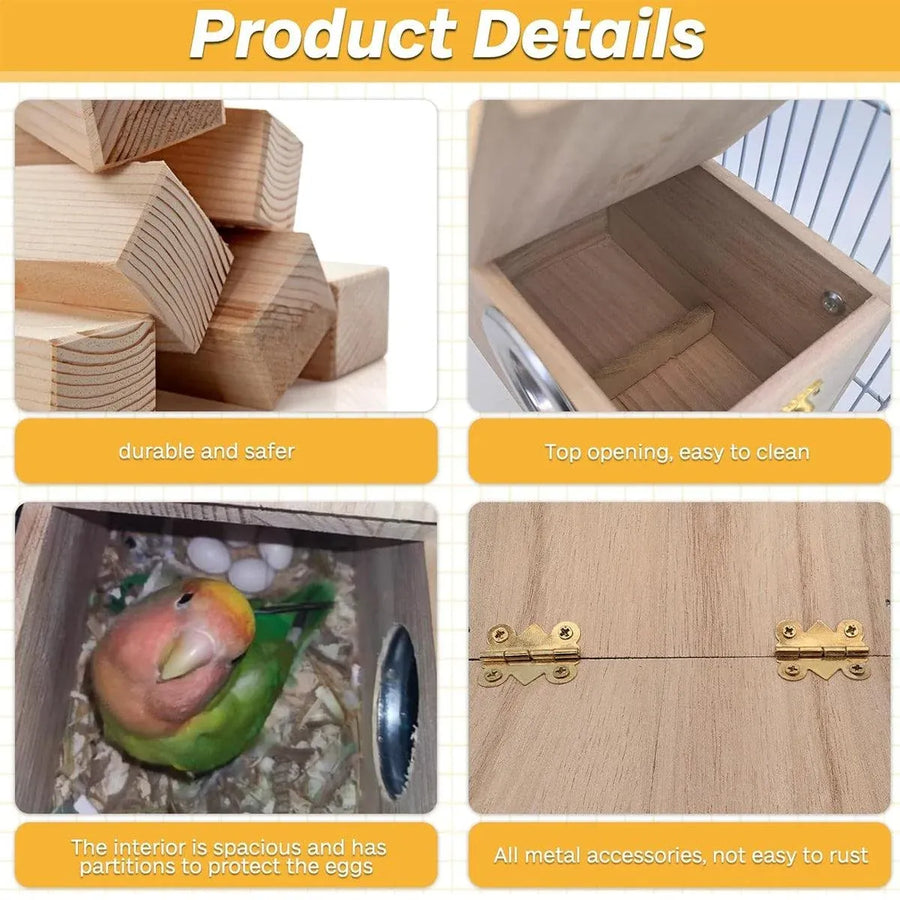 1-Piece Bird Breeding Nest Box with Perch, 29 x 15 x 15 cm
