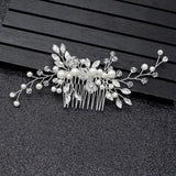 Bridal Headpieces Crystal Wedding Accessories White Jewelry Hair Comb Party Au - Rear View