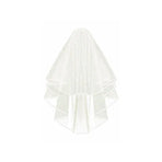 Bridal 2 Layer Wedding Veil with Comb Satin Edge Short Tulle for Women White Ivory - Beige