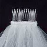 Bridal 2 Layer Wedding Veil with Comb Satin Edge Short Tulle for Women White Ivory - White