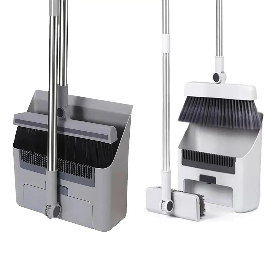 3 in1 Broom Set for Winnowing Brushing Handheld Cleaning Tool Home Kitchen Floor - Grey, image 3