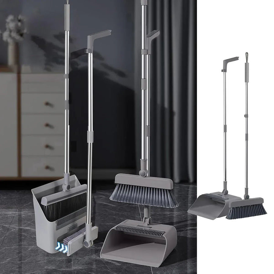 3 in1 Broom Set for Winnowing Brushing Handheld Cleaning Tool Home Kitchen Floor - Grey, image 12