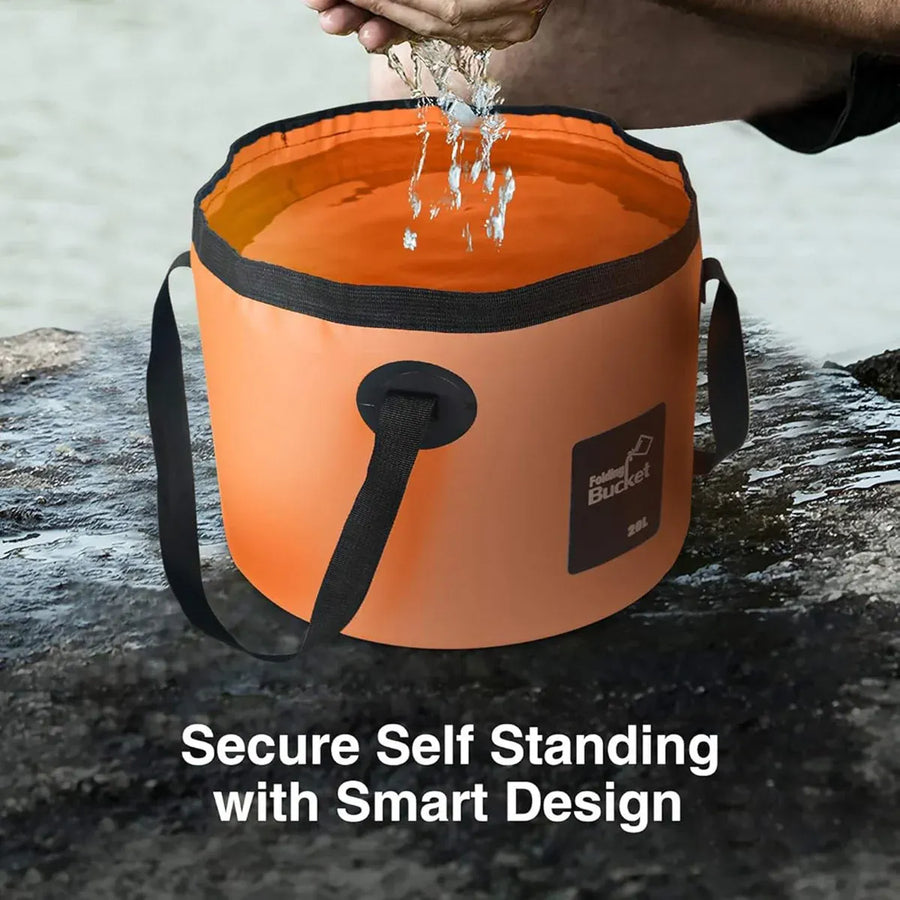 20L Portable Folding Bucket Water Container Camping Hiking Fishing Water Storage - Black