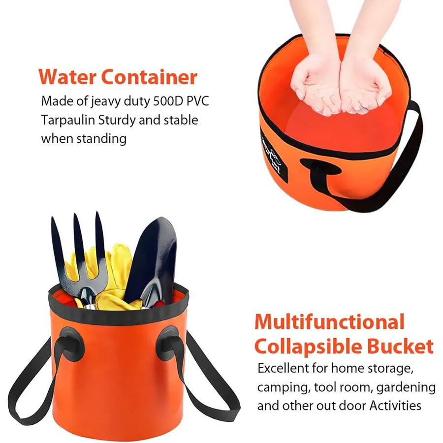 20L Portable Folding Bucket Water Container Camping Hiking Fishing Water Storage - Blue
