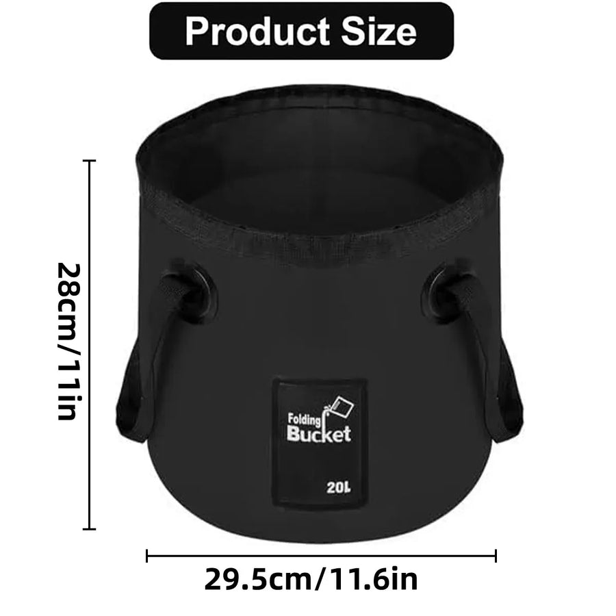 20L Portable Folding Bucket Water Container Camping Hiking Fishing Water Storage - Yellow