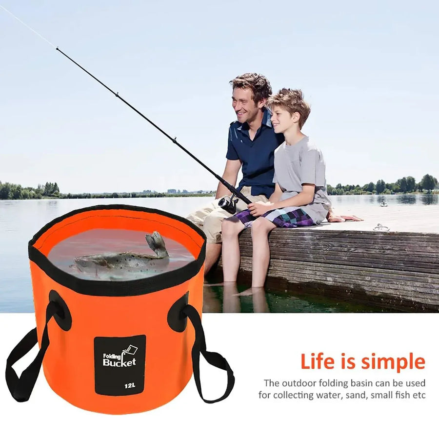 20L Portable Folding Bucket Water Container Camping Hiking Fishing Water Storage - Yellow