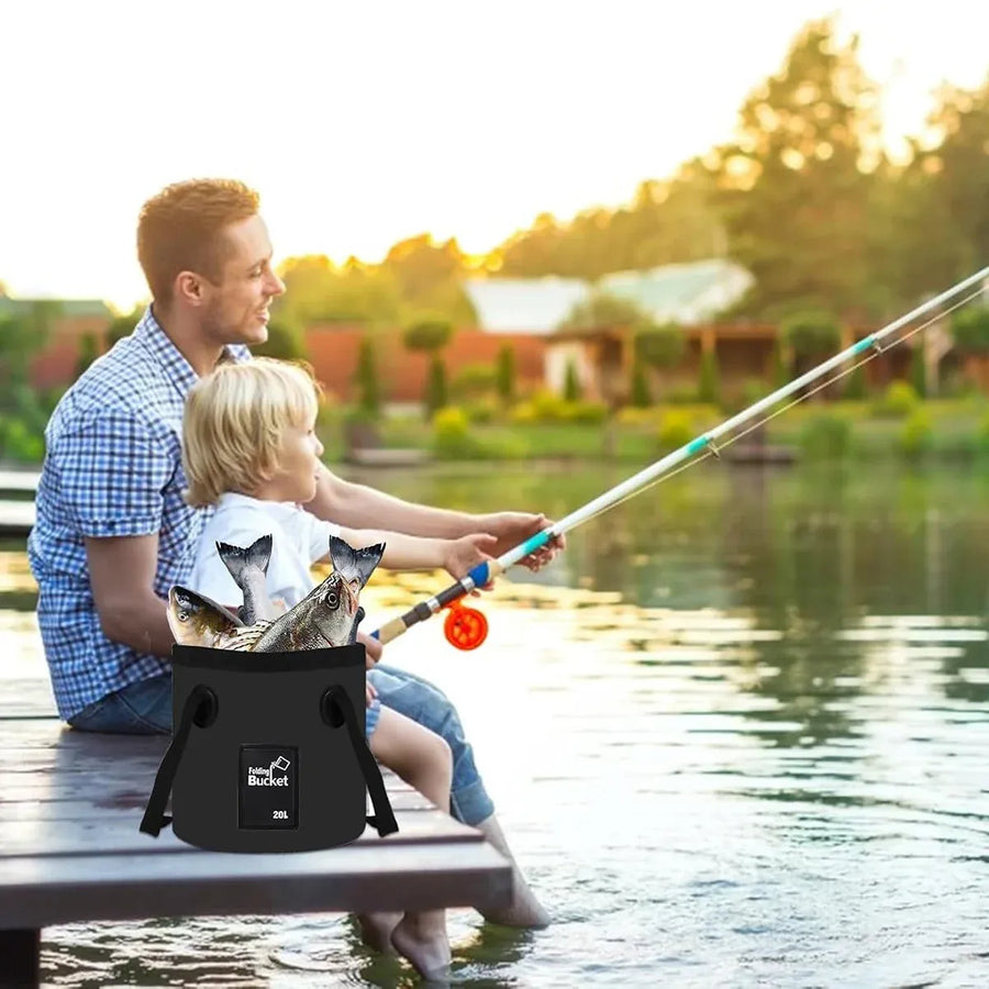 20L Portable Folding Bucket Water Container Camping Hiking Fishing Water Storage - Yellow