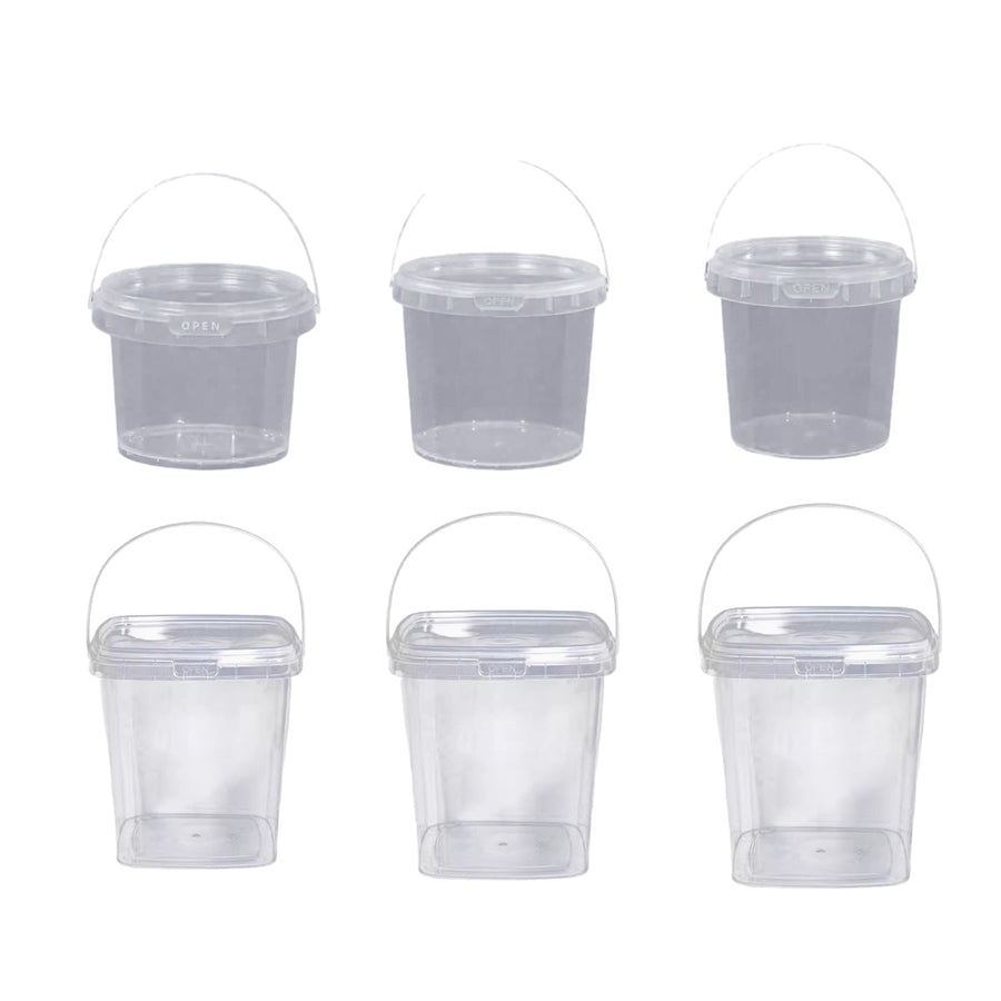 20pcs Plastic Round Bucket with Lid Transparent Portable Storage Gift Container - Round 1000ml