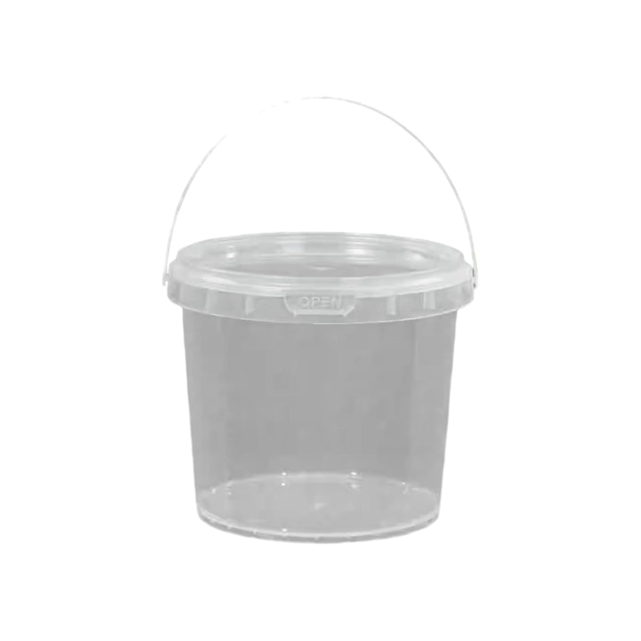 20pcs Plastic Round Bucket with Lid Transparent Portable Storage Gift Container - Round 1000ml