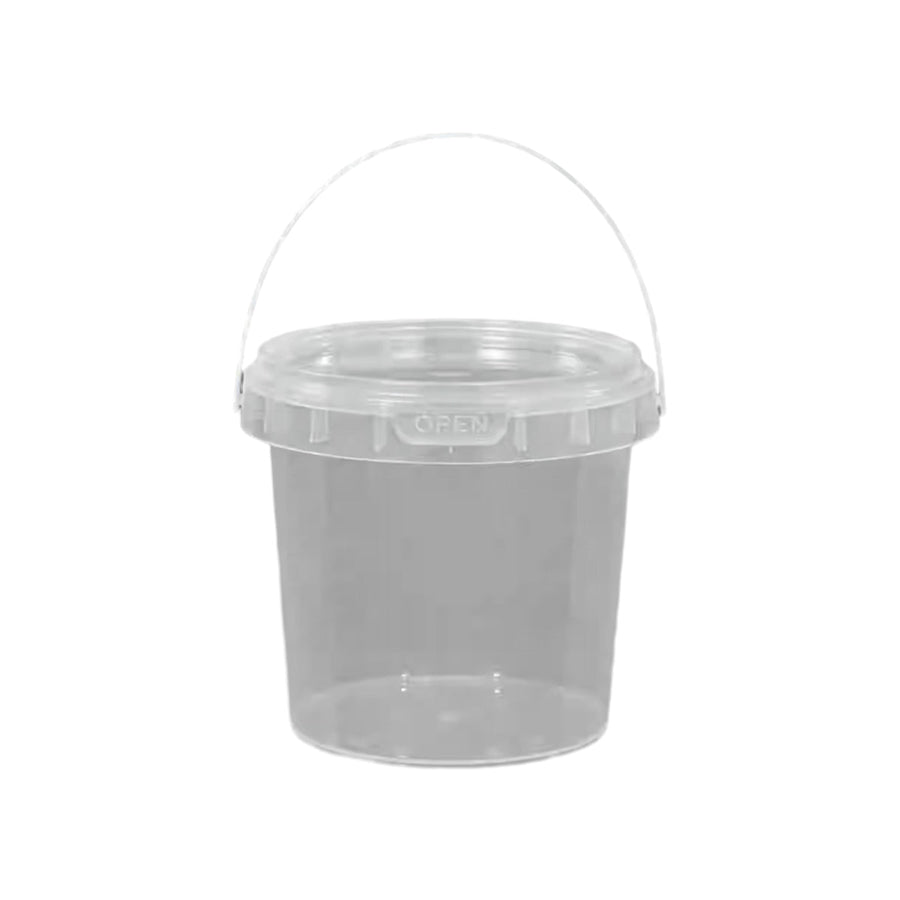 20pcs Plastic Round Bucket with Lid Transparent Portable Storage Gift Container - Round 1000ml