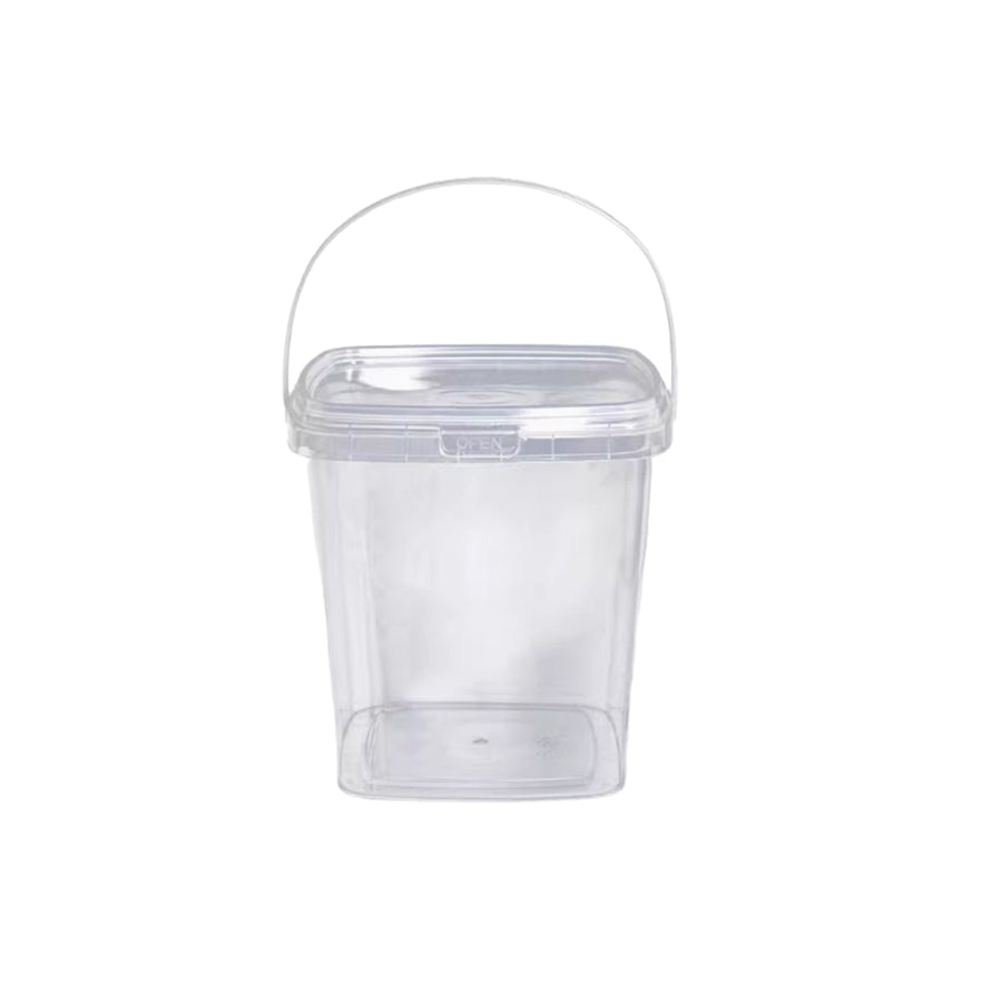 20pcs Plastic Round Bucket with Lid Transparent Portable Storage Gift Container - Round 1000ml