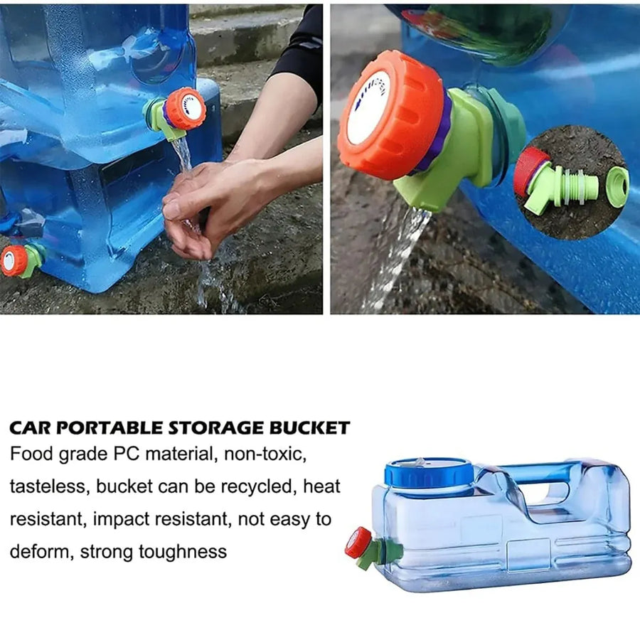 Outdoor Square Water Storage Bucket With Tap For Travel Camping Drinking Use - 5.5L
