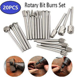 20Pcs Tungsten Steel Solid Carbide Burrs For Dremel Rotary Tool Bit Accessories - Top-Down View