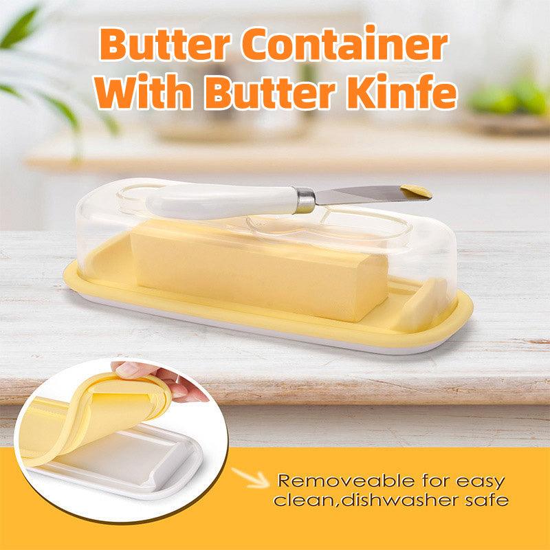Square Butter Box with Knife Cheese Storage Container Cutting Tray for Kitchen
