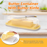 Square Butter Box with Knife Cheese Storage Container Cutting Tray for Kitchen