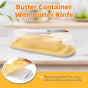 Square Butter Box with Knife Cheese Storage Container Cutting Tray for Kitchen