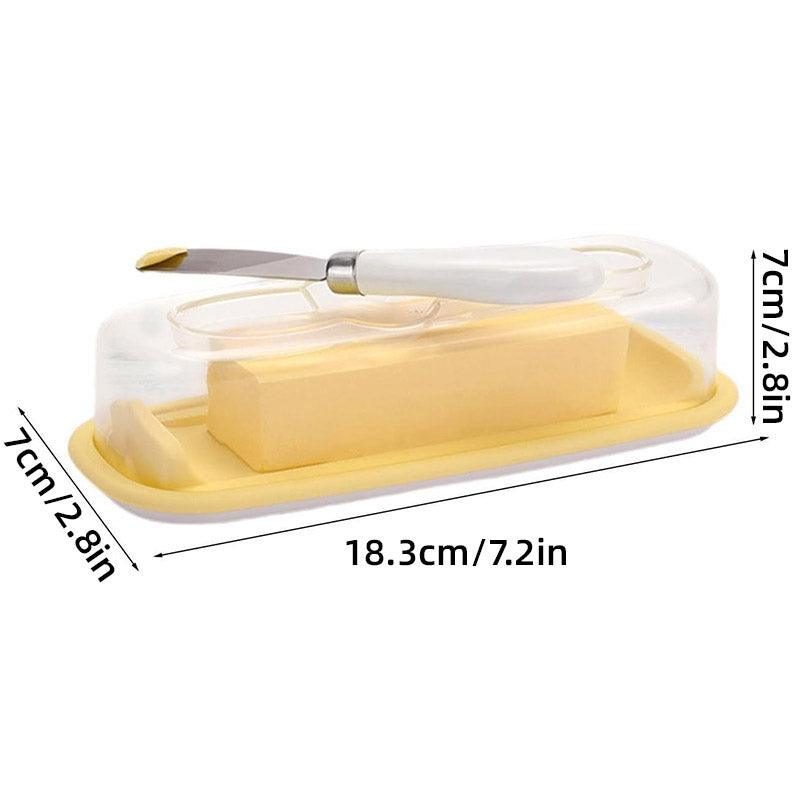 Square Butter Box with Knife Cheese Storage Container Cutting Tray for Kitchen