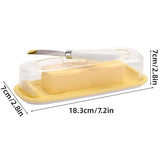Square Butter Box with Knife Cheese Storage Container Cutting Tray for Kitchen - Side View