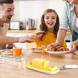 Square Butter Box with Knife Cheese Storage Container Cutting Tray for Kitchen - Top-Down View