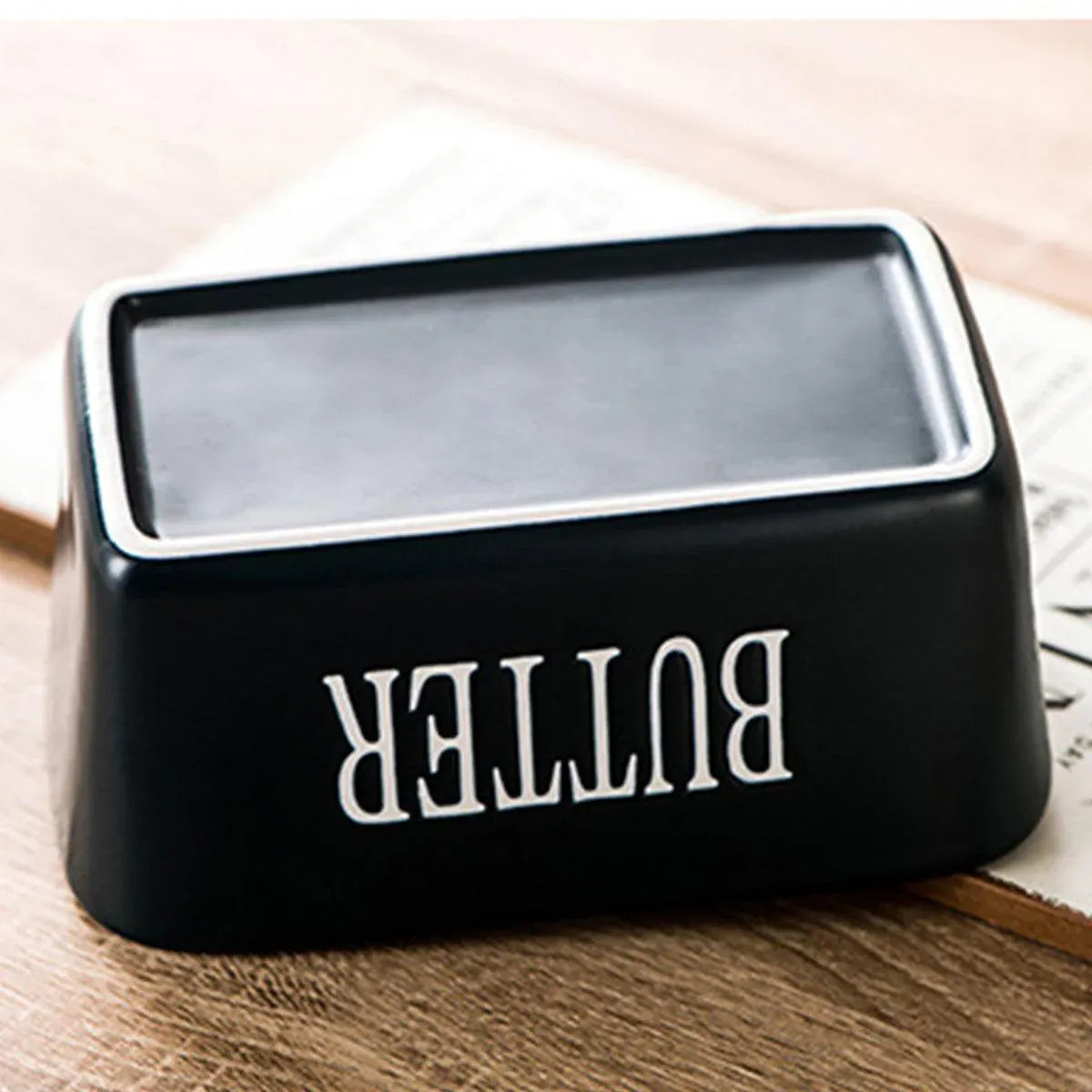 Butter Box with Knife Rectangular Cheese Container with Wooden Lid for Kitchen - Green
