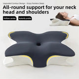 Memory Foam Butterfly Pillow Neck Support Slow Rebound Cervical Pillow - Dark Grey - Top-Down View