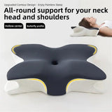 Memory Foam Butterfly Pillow Neck Support Slow Rebound Cervical Pillow - Light Grey - Top-Down View